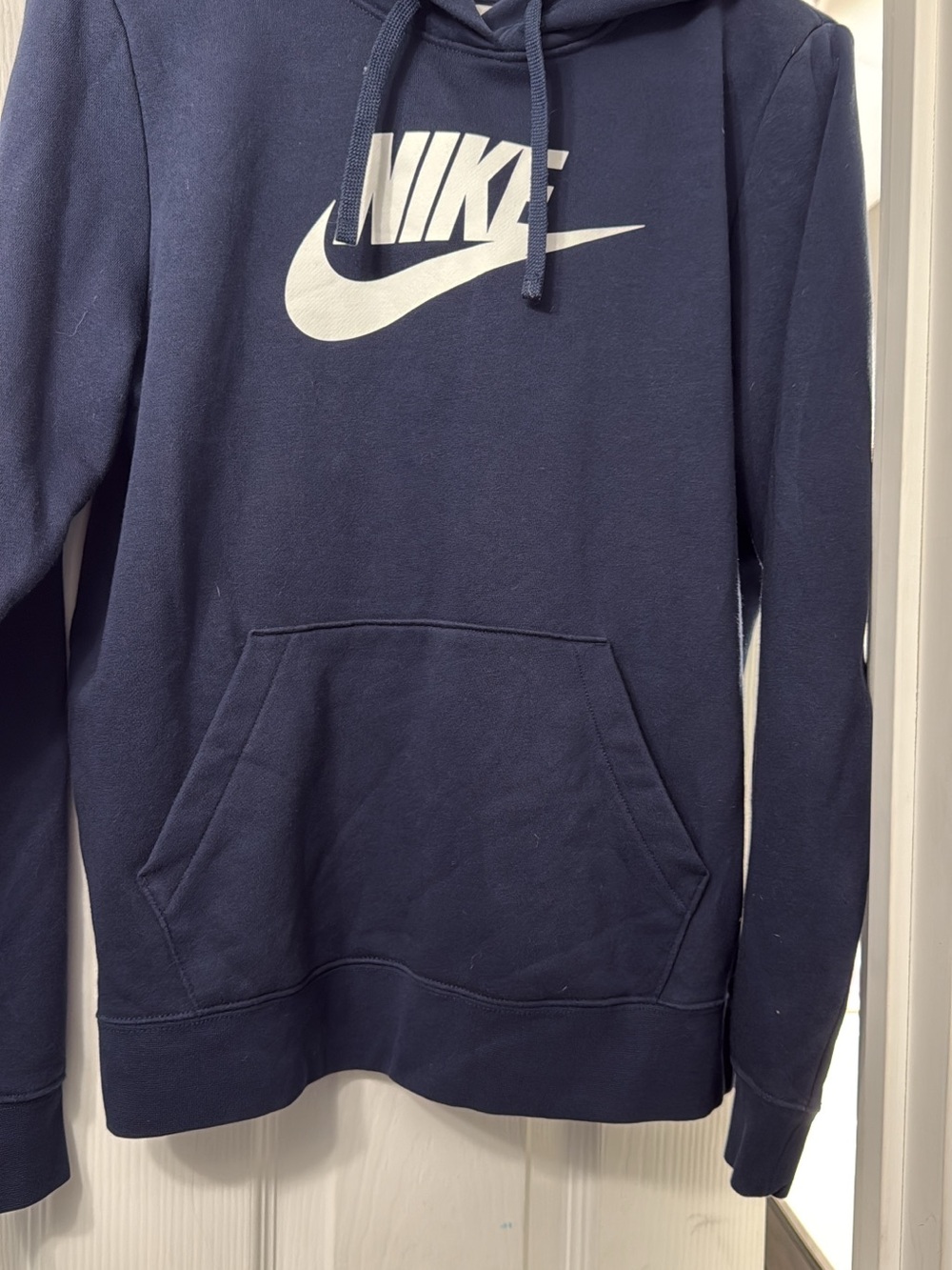 Nike Navy Blue Hoodie with White Swoosh Logo